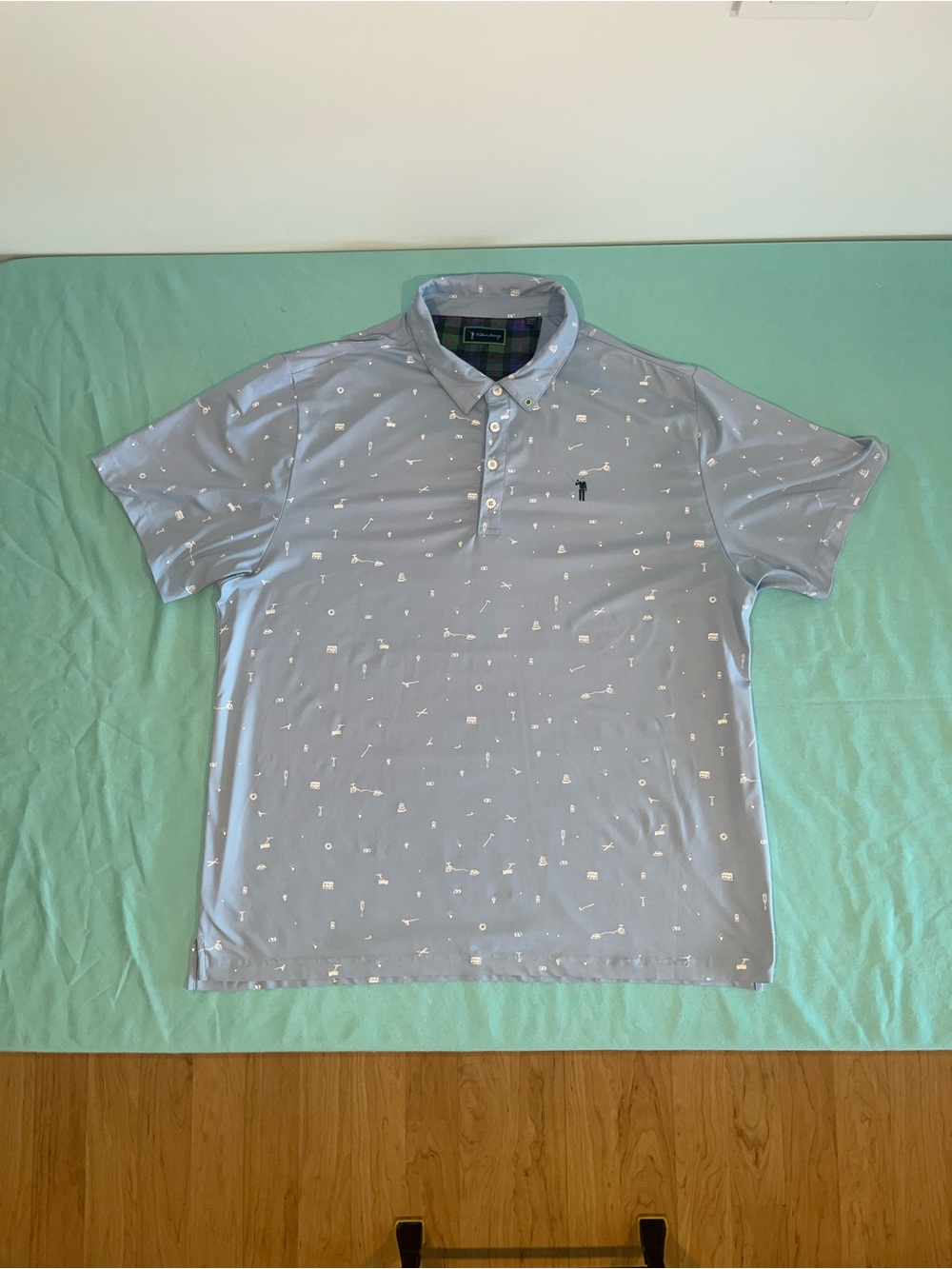 William Murray Golf Light Blue Printed Polo XXL
